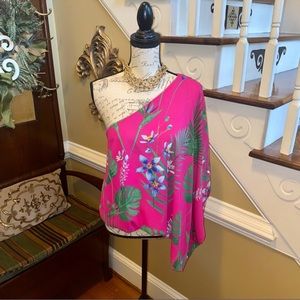 Impressions Boutique Caramela tropical one shoulder top